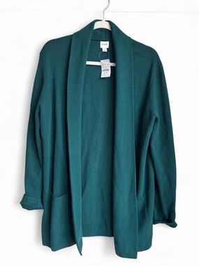 J. Crew Women's Teal Open-Front Shawl Collar Cardigan